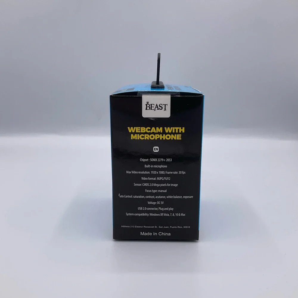 BEAST - Black Webcam with Microphone - 1080p Full HD